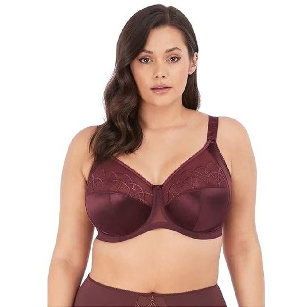 NWT Elomi Cate Full Coverage Underwire Bra Women 40H Raisin Burgundy Embroidered